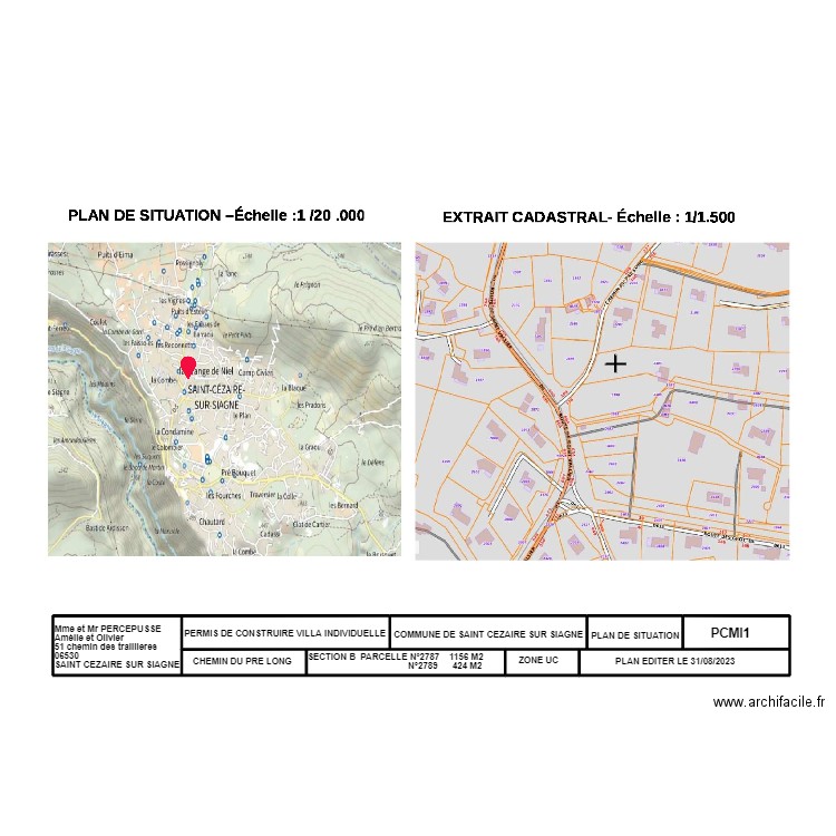 PCMI1  PRE LONG. Plan de 9 pièces et 230 m2