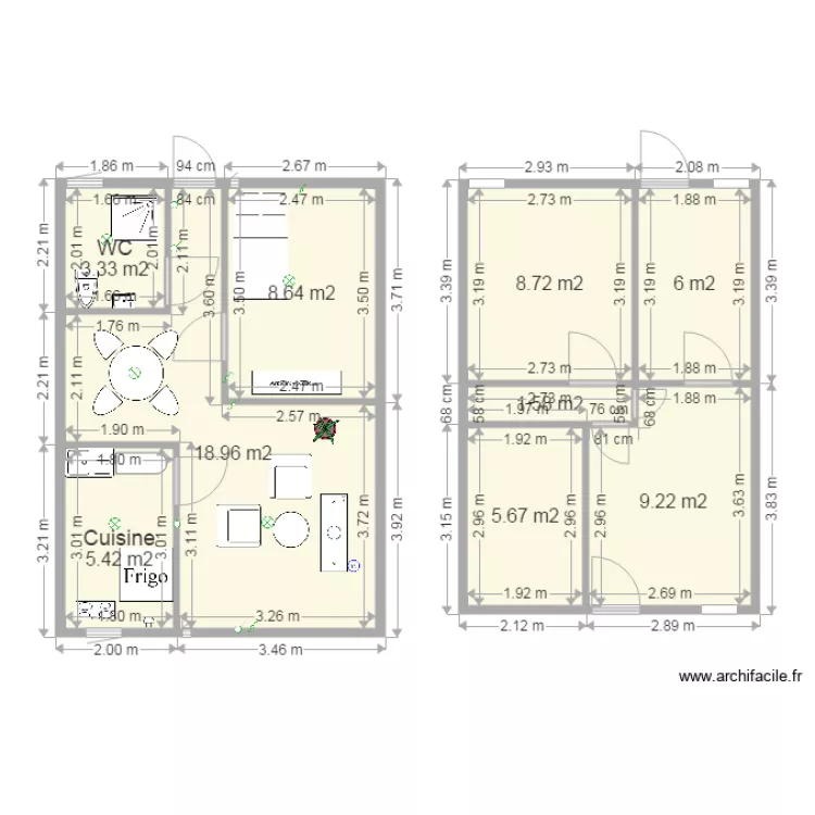 chambre salon. Plan de 
