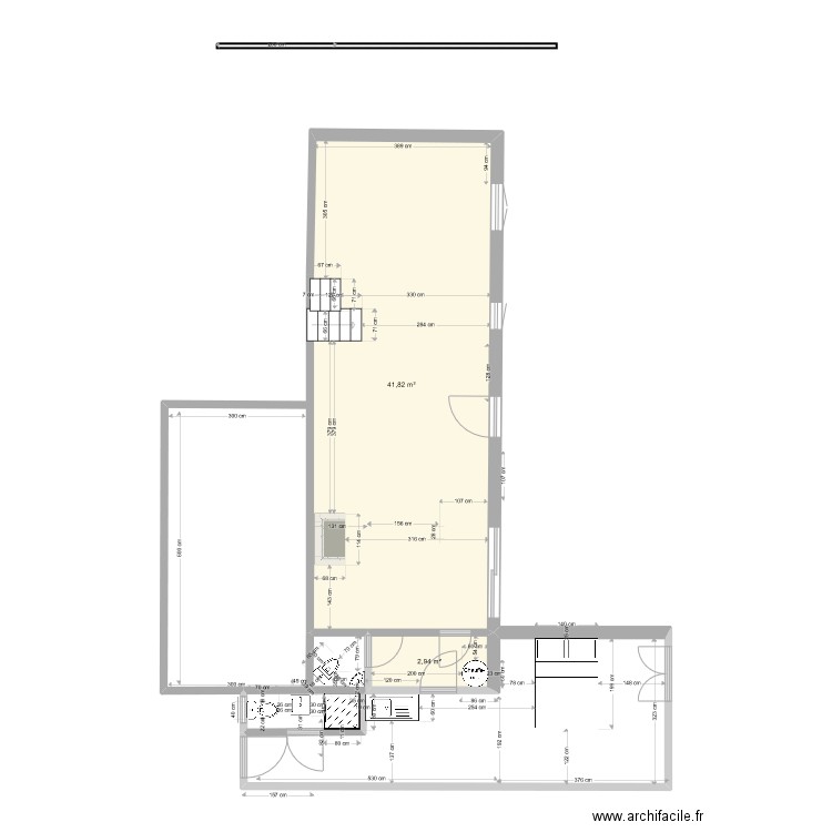 RAVOUX RDC AVEC GARAGE. Plan de 2 pièces et 45 m2