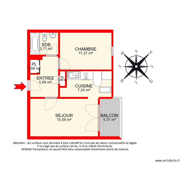 BI9940. Plan de 9 pièces et 49 m2