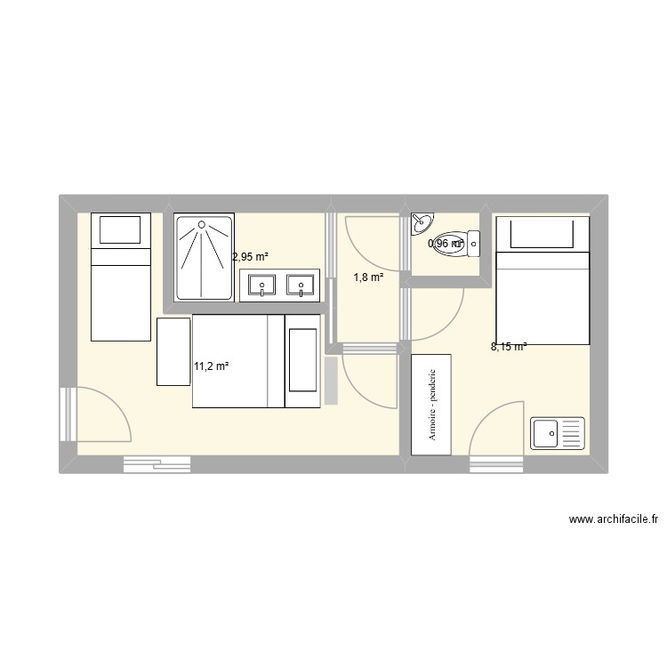 Maison amis. Plan de 5 pièces et 25 m2