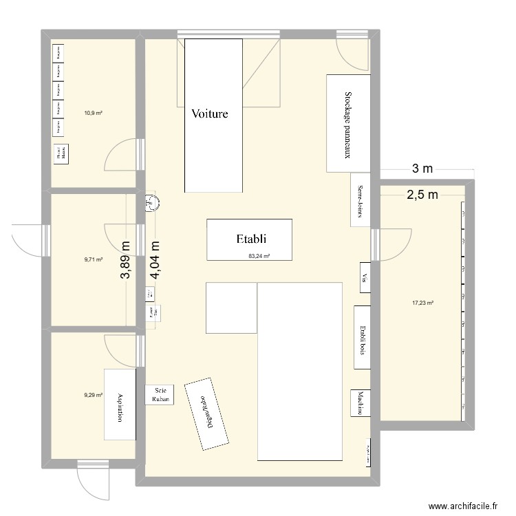 Nouveau CTM. Plan de 5 pièces et 130 m2