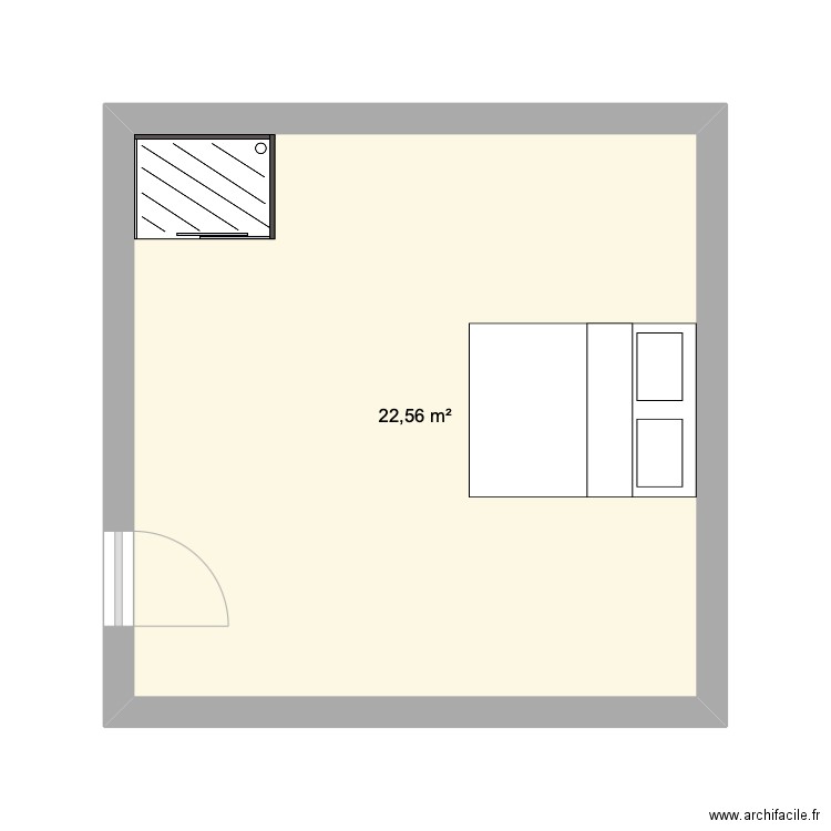 Chambre Papy Mamy. Plan de 1 pièce et 23 m2