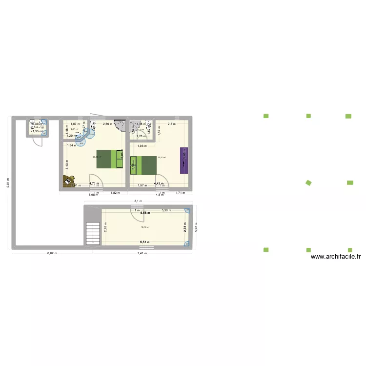 kaz en mwen11. Plan de 6  et 65 m²