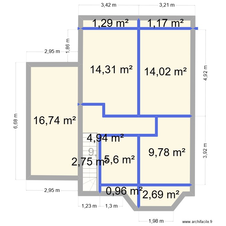 cyril. Plan de 16 pièces et 153 m2