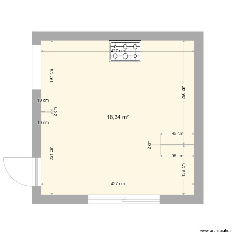 FERGATI CUISINE. Plan de 1 pièce et 18 m2