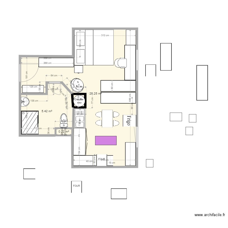 appartement 30 m clos meublé version 003. Plan de 0 pièce et 0 m2