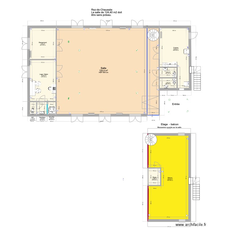 salle répétition vers 6. Plan de 11 pièces et 227 m2