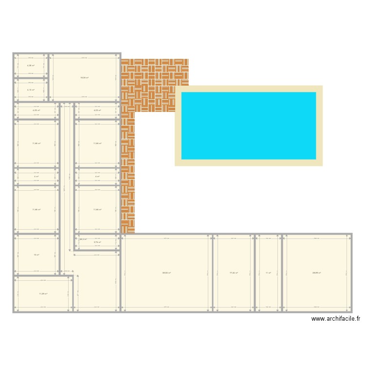 maison2. Plan de 19 pièces et 238 m2