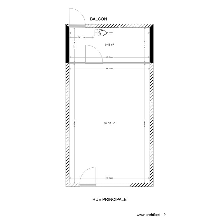 HASPARREN. Plan de 2 pièces et 42 m2