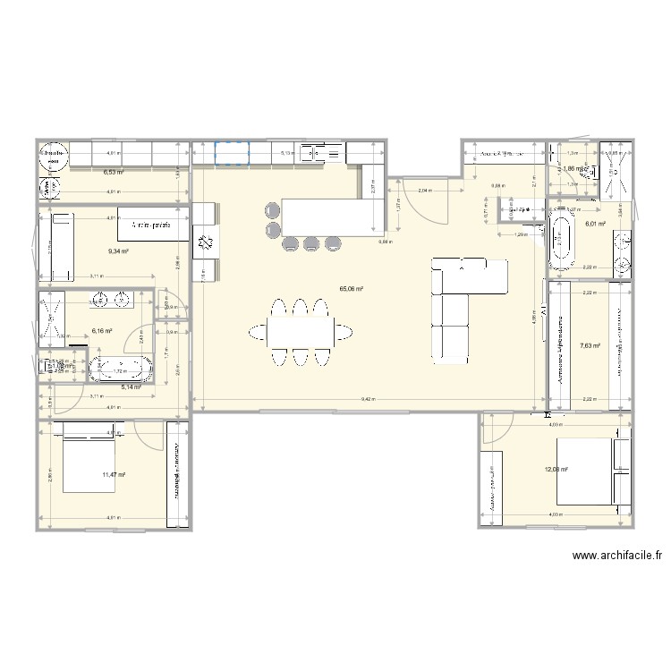 LUIGI 2 chambre 2. Plan de 11 pièces et 132 m2