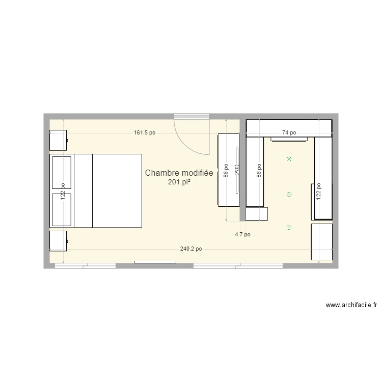 Chambre modifiée. Plan de 0 pièce et 0 m2