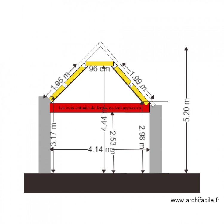 plan coupe au niveau sortie vers jardin . Plan de 0 pièce et 0 m2