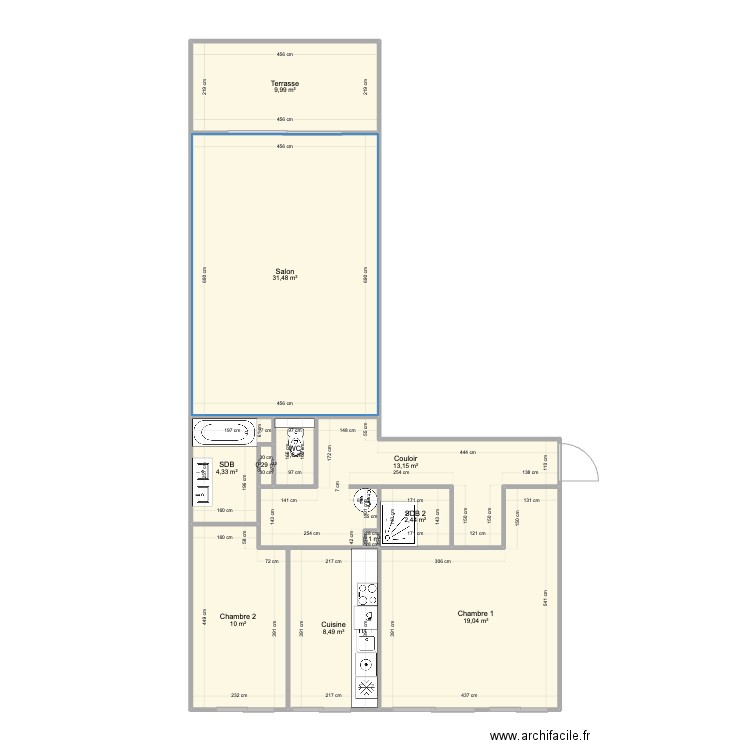 Santa Barbara Base Jeremy. Plan de 11 pièces et 101 m2