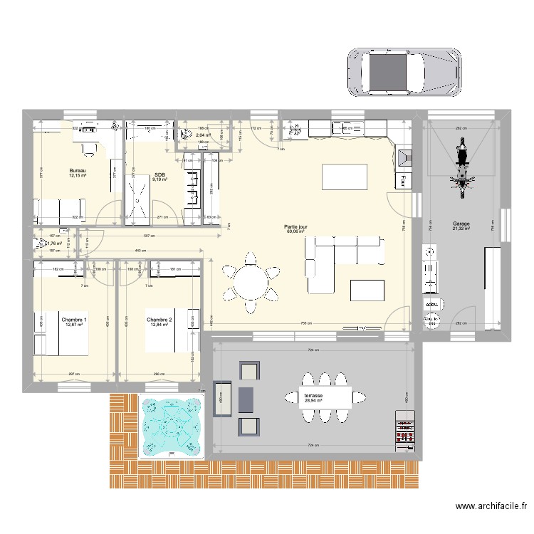 Projet Villa 1. Plan de 9 pièces et 161 m2