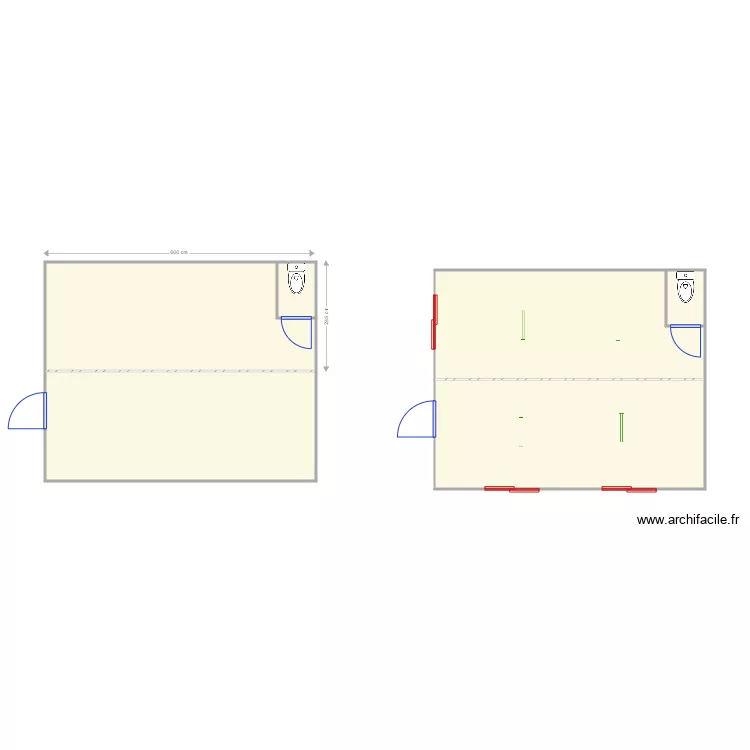 Projet SMT salle double et WC. Plan de 