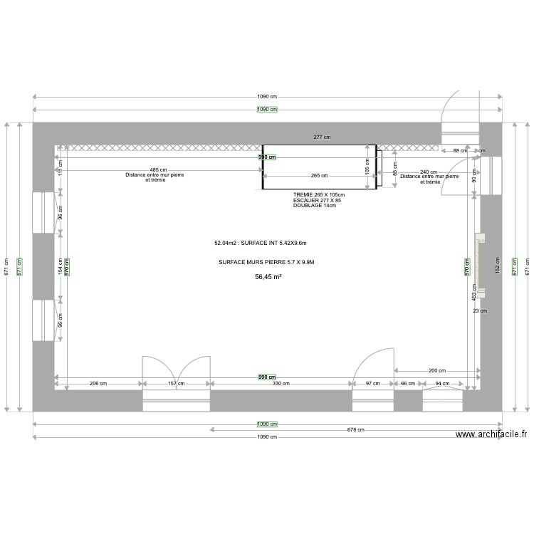 ANAIS BAT1 TREMIE   . Plan de 1 pièce et 56 m2