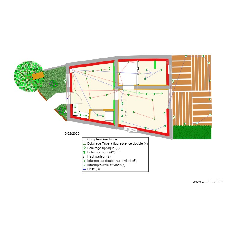 Plan Luminaire RDC Coemont. Plan de 3 pièces et 28 m2