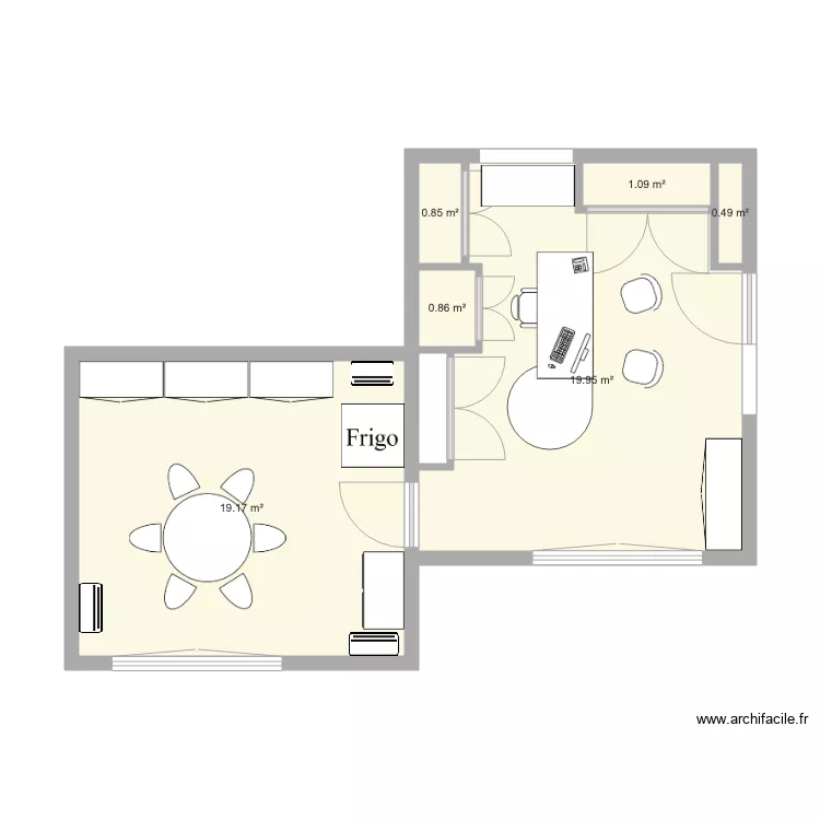 Bureau direction et Salle r&eacute;union v1. Plan de 