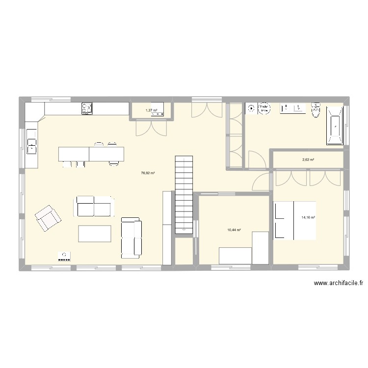 Plan_bas-3ieme version. Plan de 5 pièces et 106 m2