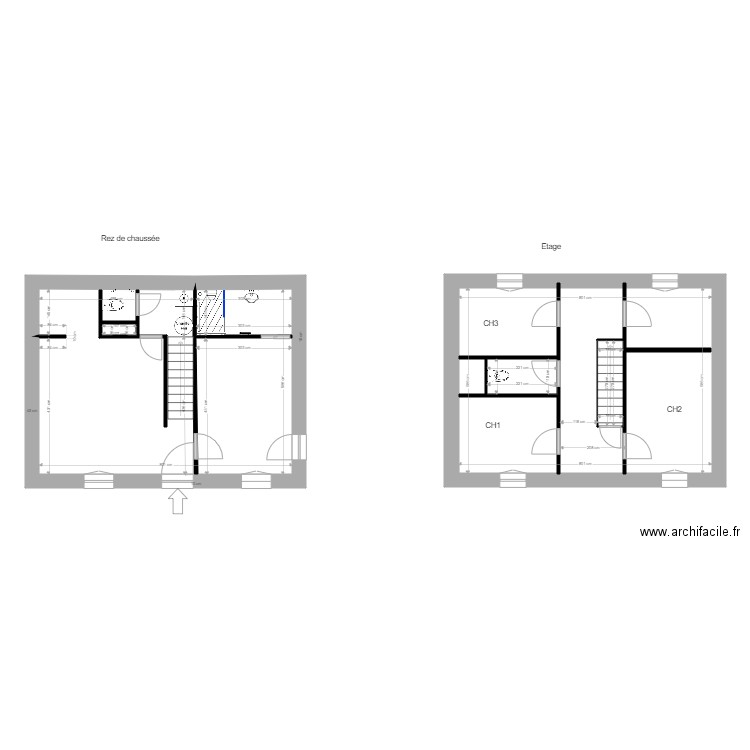 LEBRAT Auvers projet1. Plan de 5 pièces et 98 m2