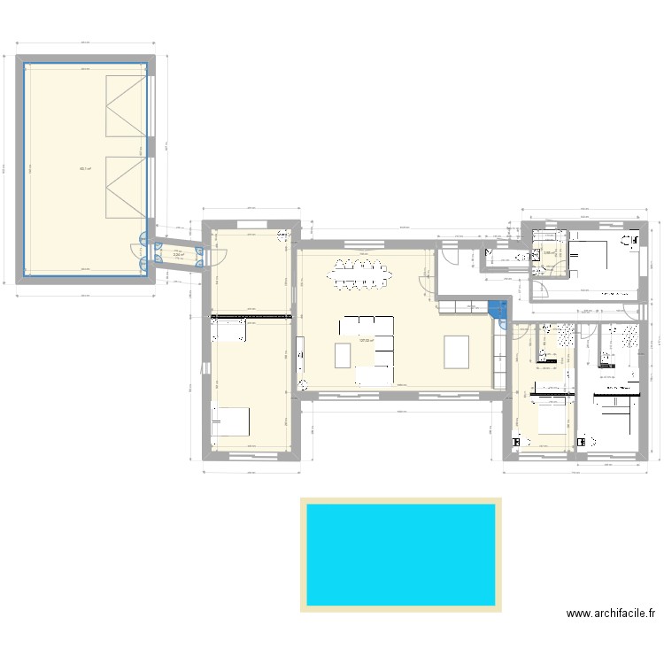 maison bbl avec garage. Plan de 4 pièces et 196 m2