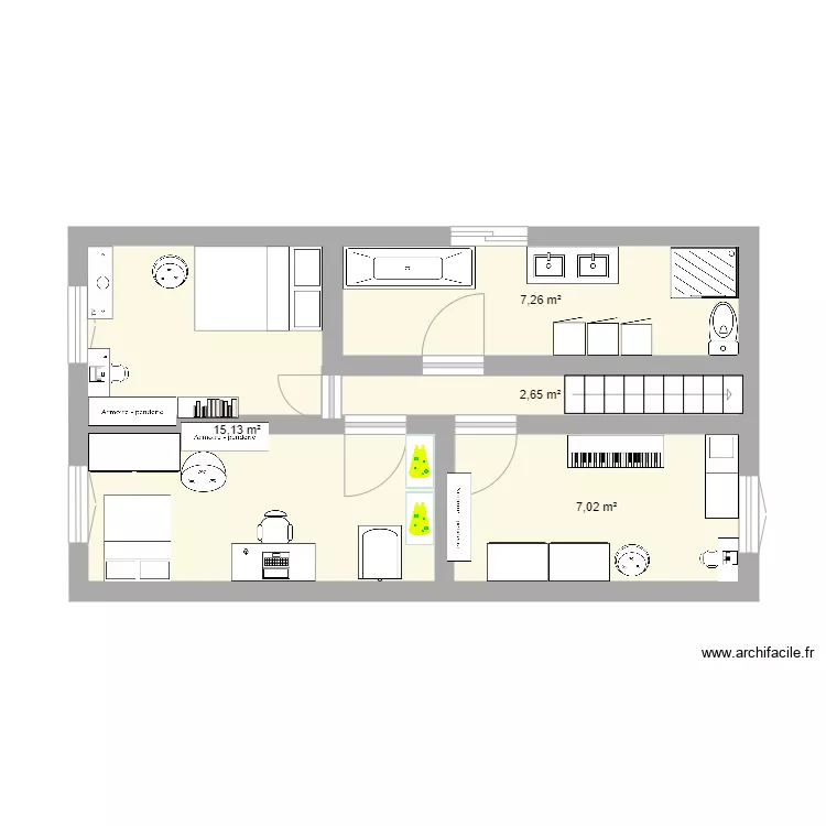 etage mont&eacute;. Plan de 