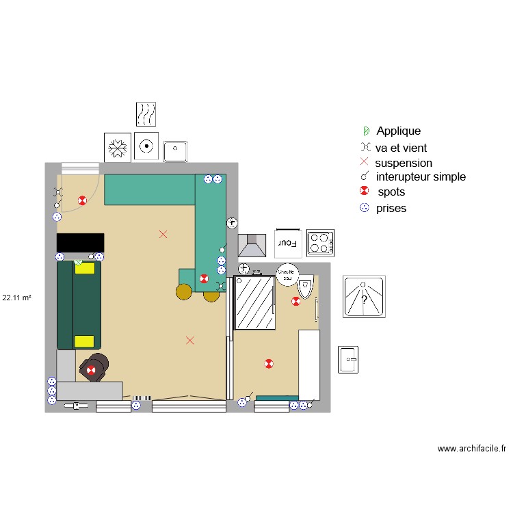 cuisine verte élec. Plan de 0 pièce et 0 m2