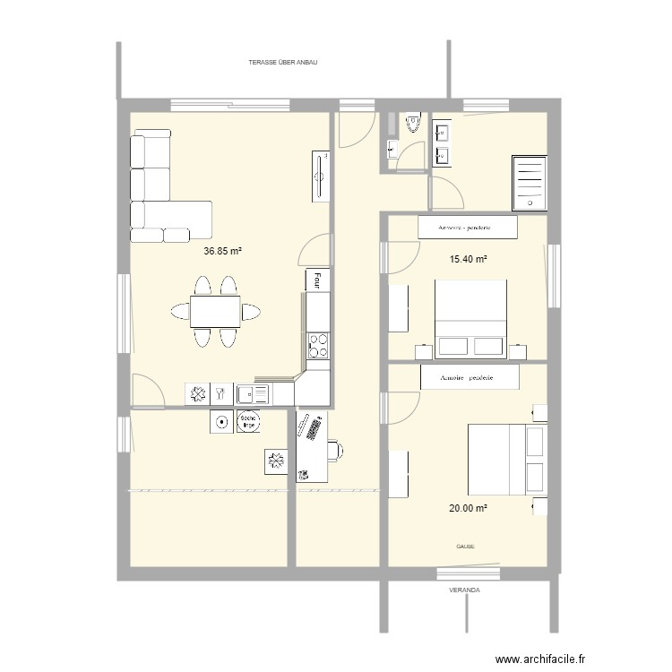 Projet . Plan de 6 pièces et 114 m2