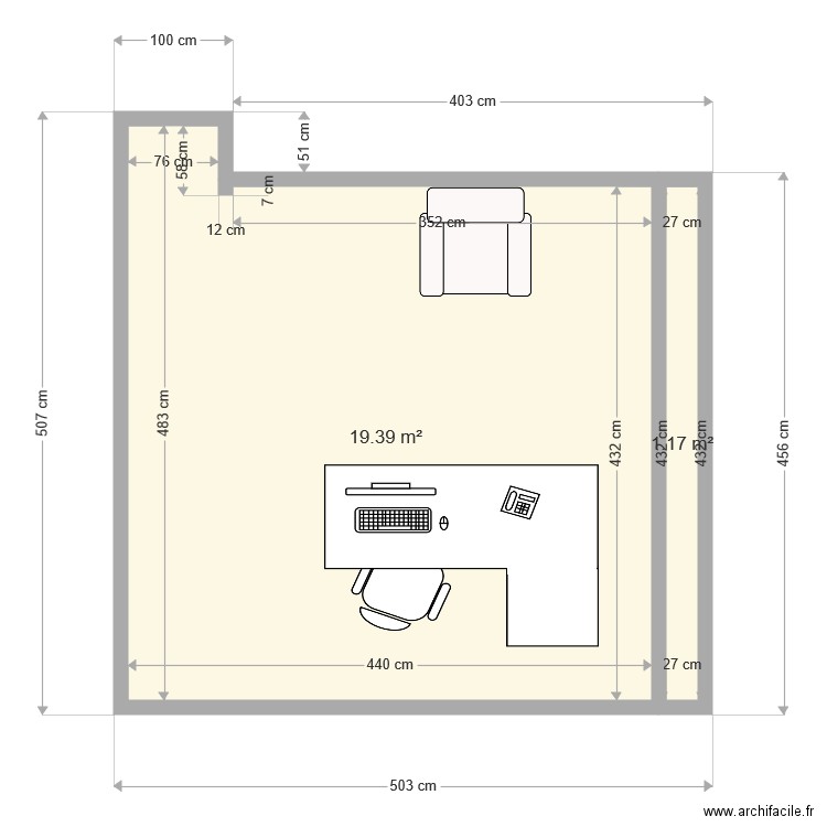 bureau L. Plan de 0 pièce et 0 m2