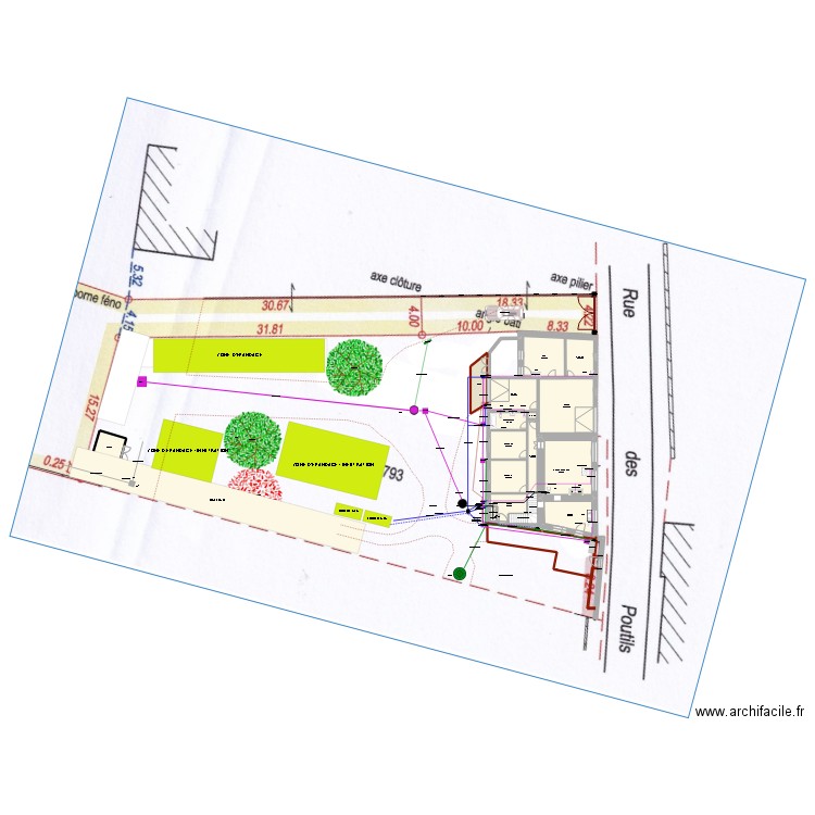 Projet ANC V3. Plan de 20 pièces et 239 m2