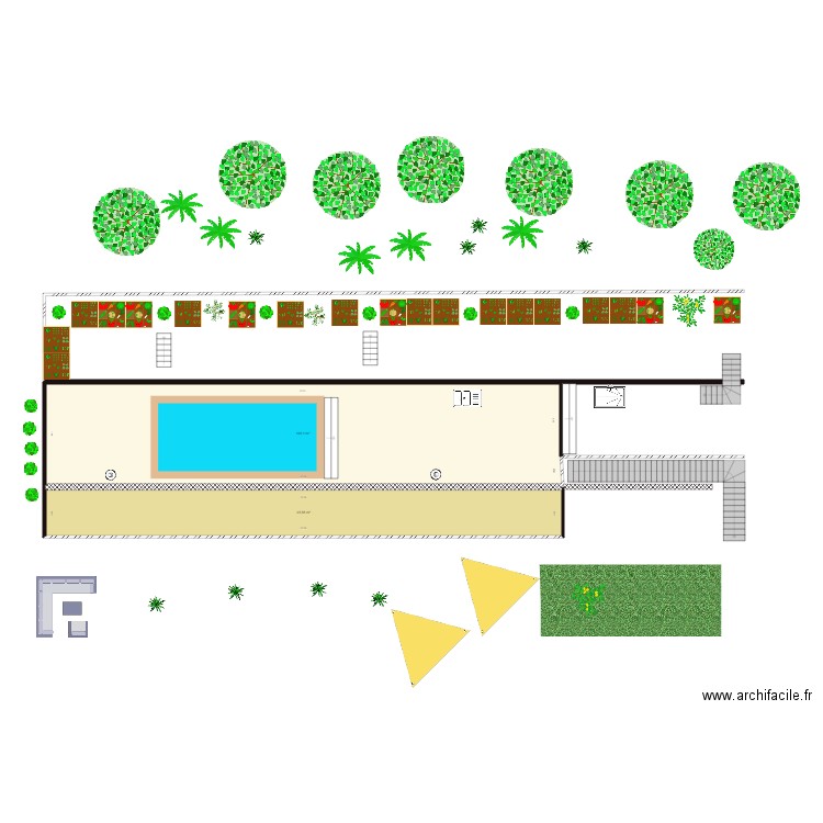 PISCINE. Plan de 2 pièces et 146 m2