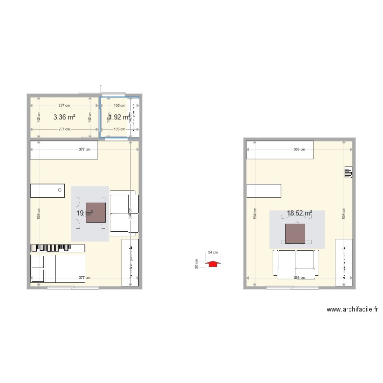 Studio 1. Plan de 0 pièce et 0 m2