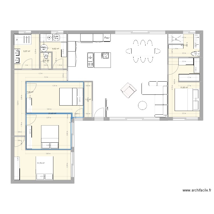 Audenge. Plan de 9 pièces et 70 m2