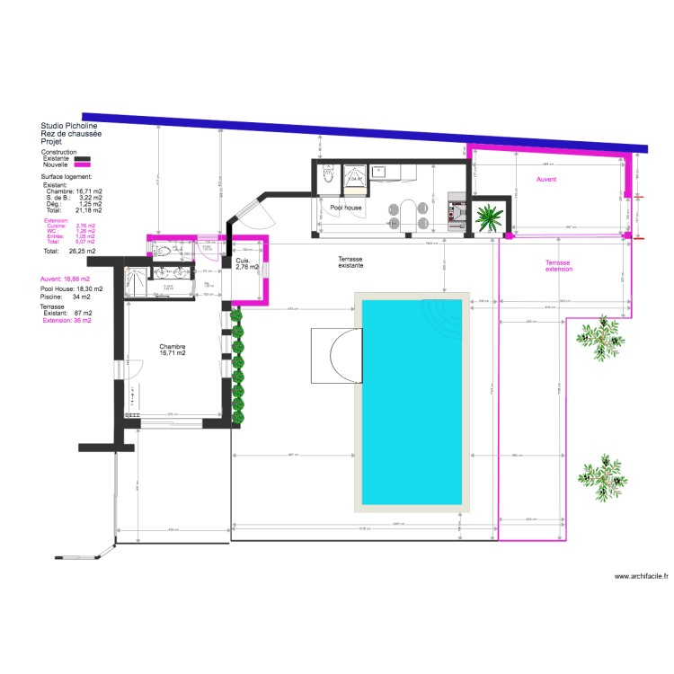 Studio Picholine Projet Rez de chauss&eacute;e 3 PC . Plan de 0 pièce et 0 m2