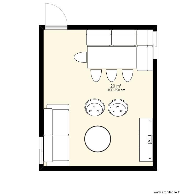 plan BJR. Plan de 1 pièce et 20 m2