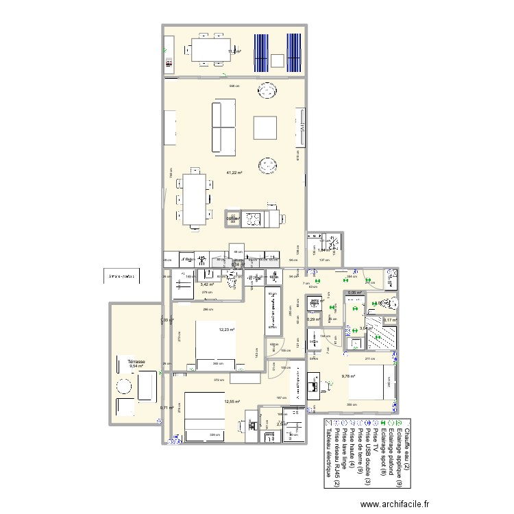 Santa Clara 2 face mer finale V5. Plan de 19 pièces et 120 m2