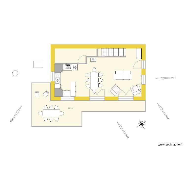 Talmont7. Plan de 2 pièces et 72 m2