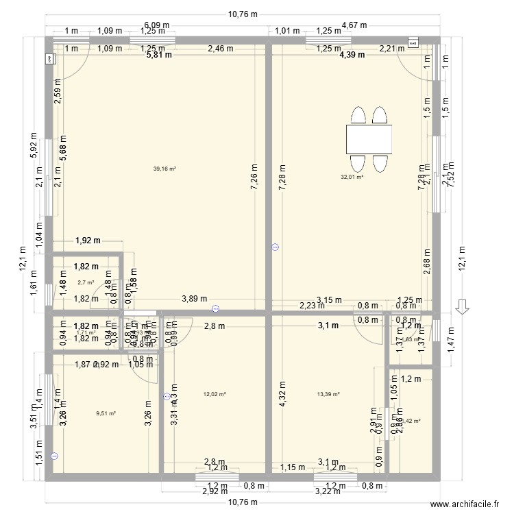 papy travaux +placo et portes. Plan de 19 pièces et 231 m2