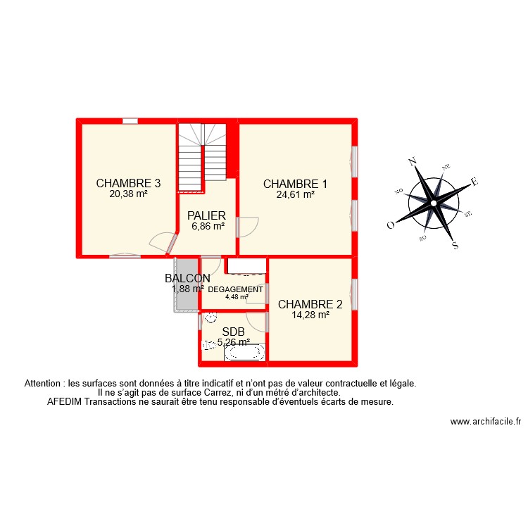 BI 11273 ETAGE . Plan de 10 pièces et 84 m2