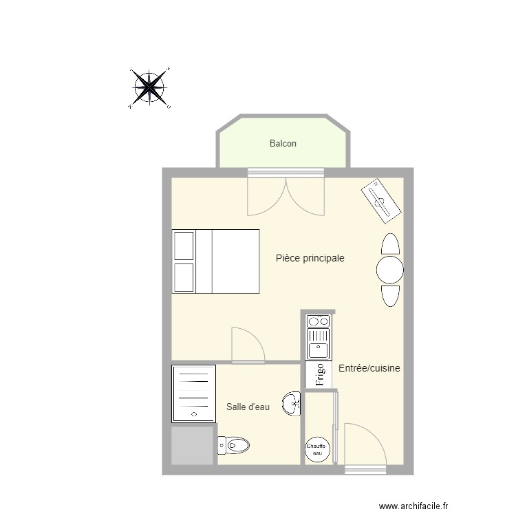 Appartement  2eme Etage / porte 2-26. Plan de 5 pièces et 33 m2