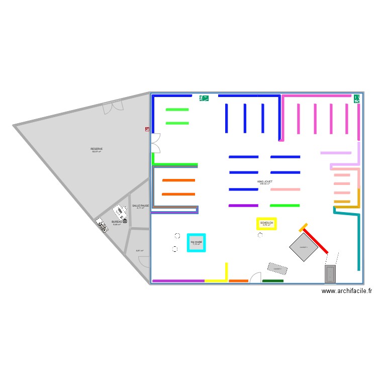 KING JOUET. Plan de 7 pièces et 280 m2