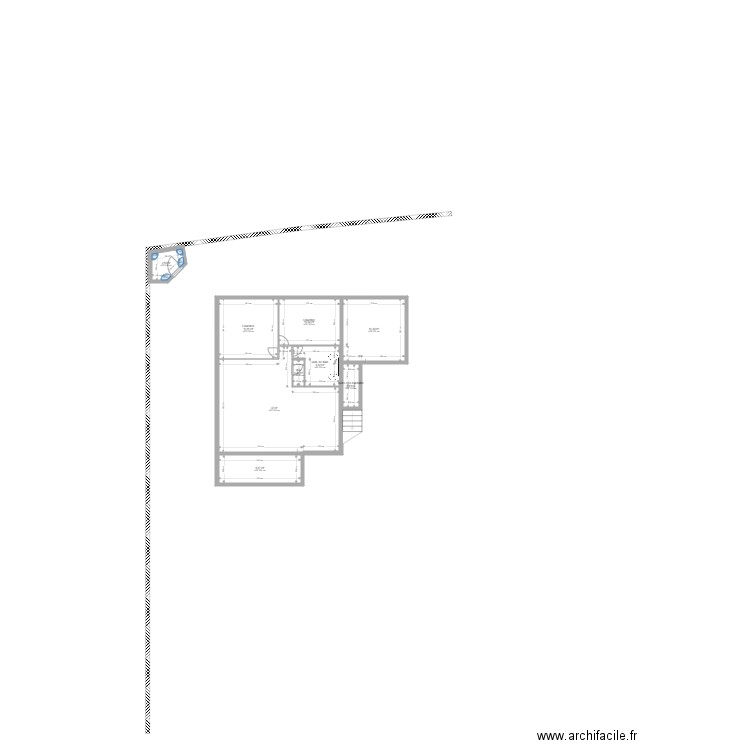 Avant modification terrasse. Plan de 9 pièces et 96 m2