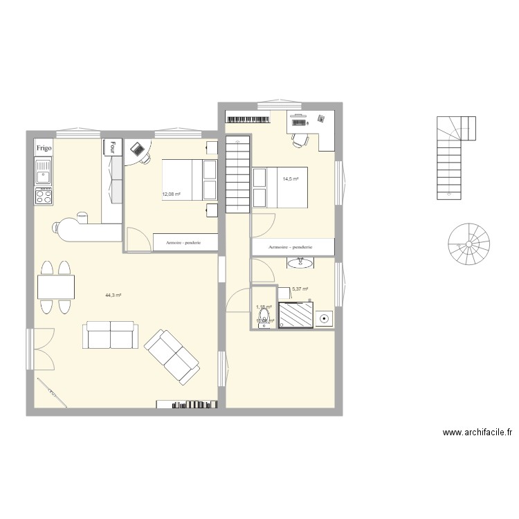 projet caylus 3. Plan de 6 pièces et 92 m2