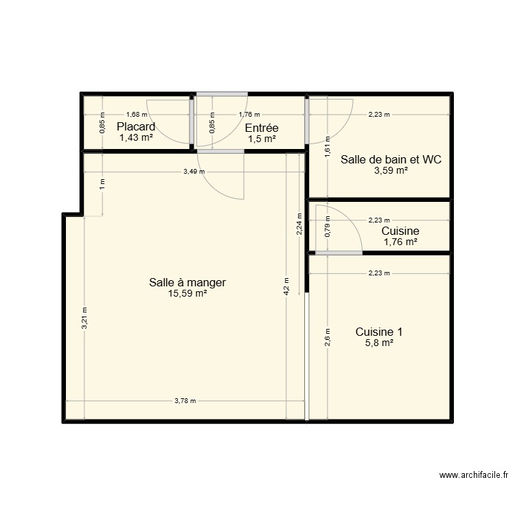LETRAIT-BROSSOLETTE-N3. Plan de 6 pièces et 30 m2