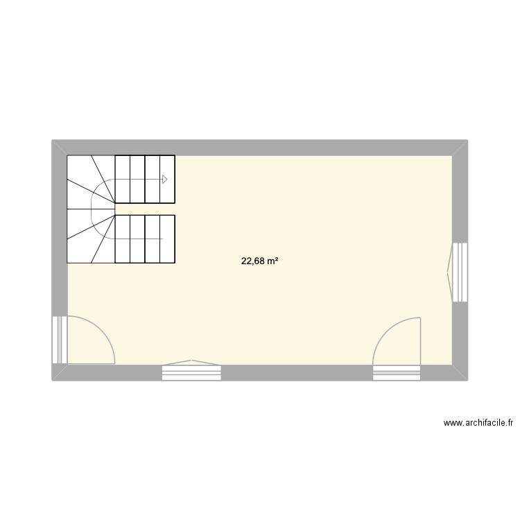 cuisine. Plan de 1 pièce et 23 m2