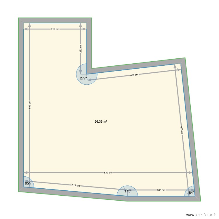 RDC A1. Plan de 1 pièce et 56 m2