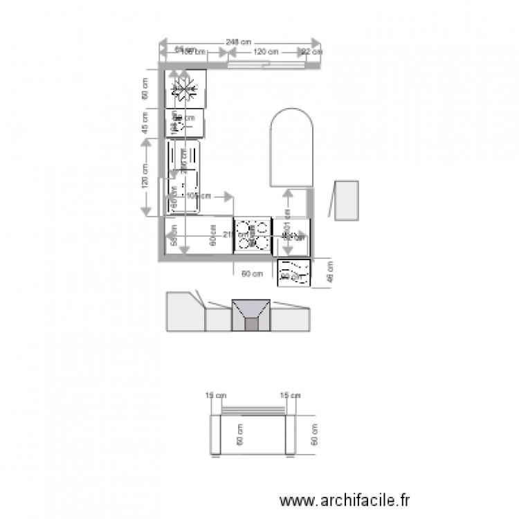 plan de cuisine. Plan de 0 pièce et 0 m2