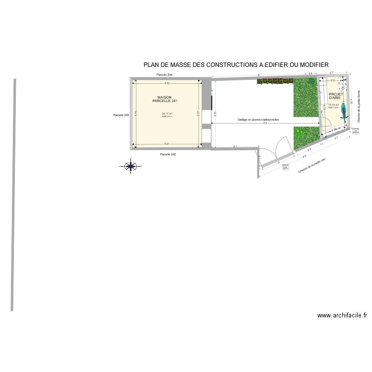 Projet Abri en limite de propriété. Plan de 0 pièce et 0 m2