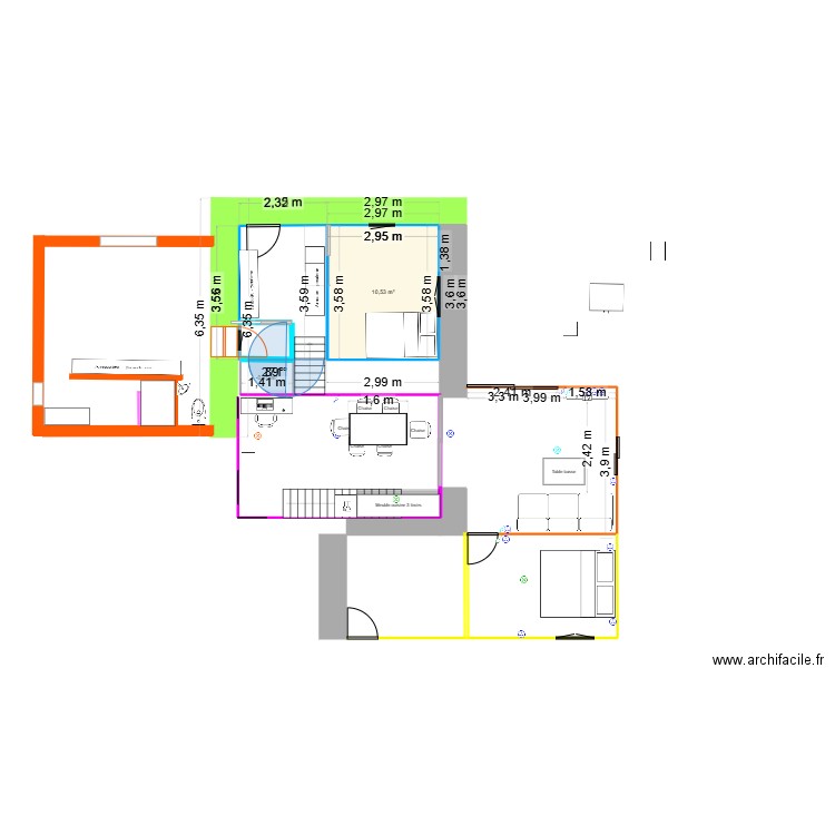 SEQUERA. Plan de 2 pièces et 12 m2